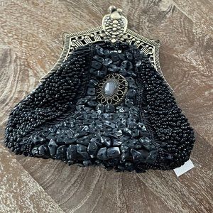 Brand New Black Beaded Evening Clutch
